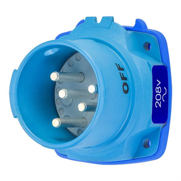 63-38162-972 - DSN30 INLET POLY BLUE SIZE 2 TYPE 4X IP 69 2P+G 30A 208 VAC 60 Hz +2 AUX